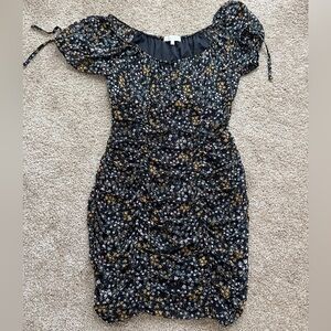 Floral Mini Ruched Dress